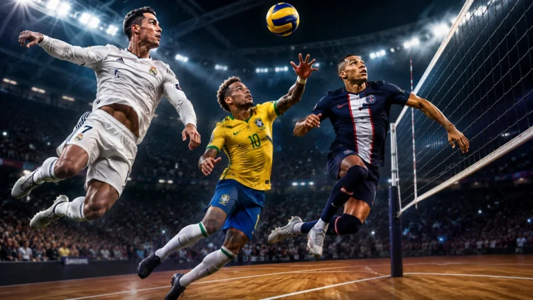 Athlete leaping for the spike